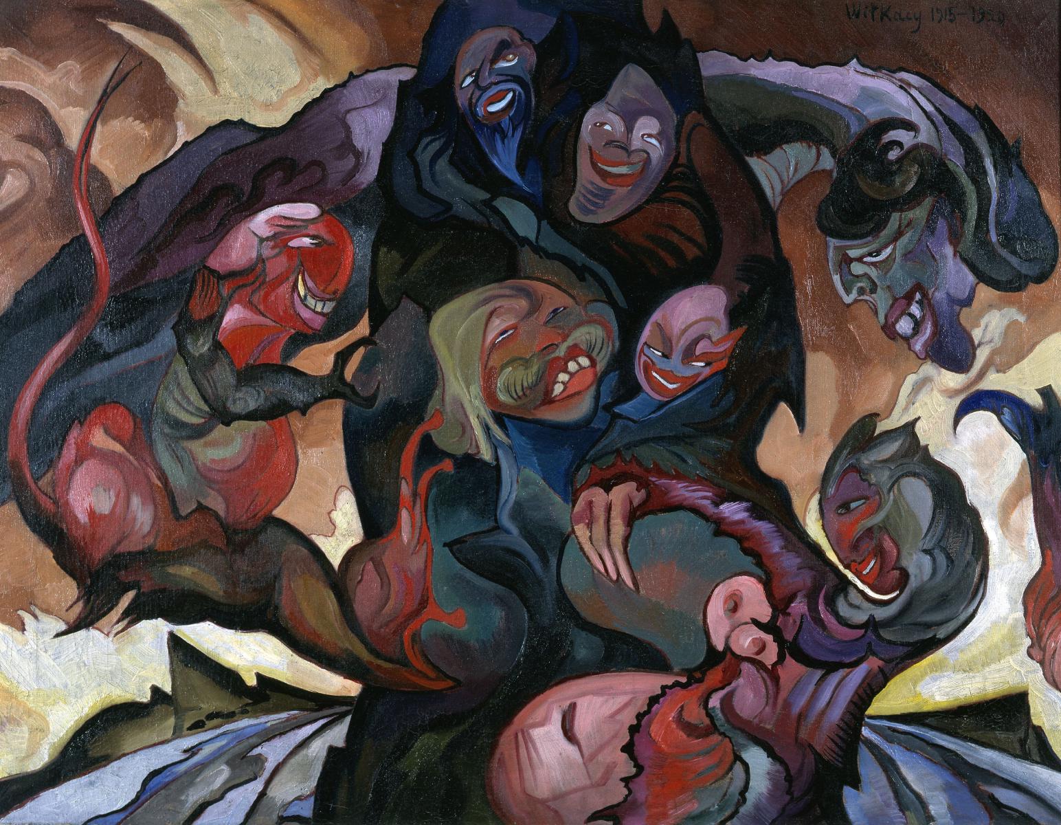 Kompozycja fantastyczna-wizja z maskami.