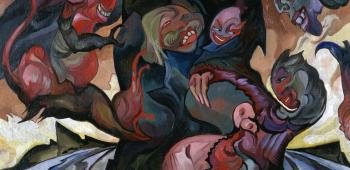 Kompozycja fantastyczna-wizja z maskami.